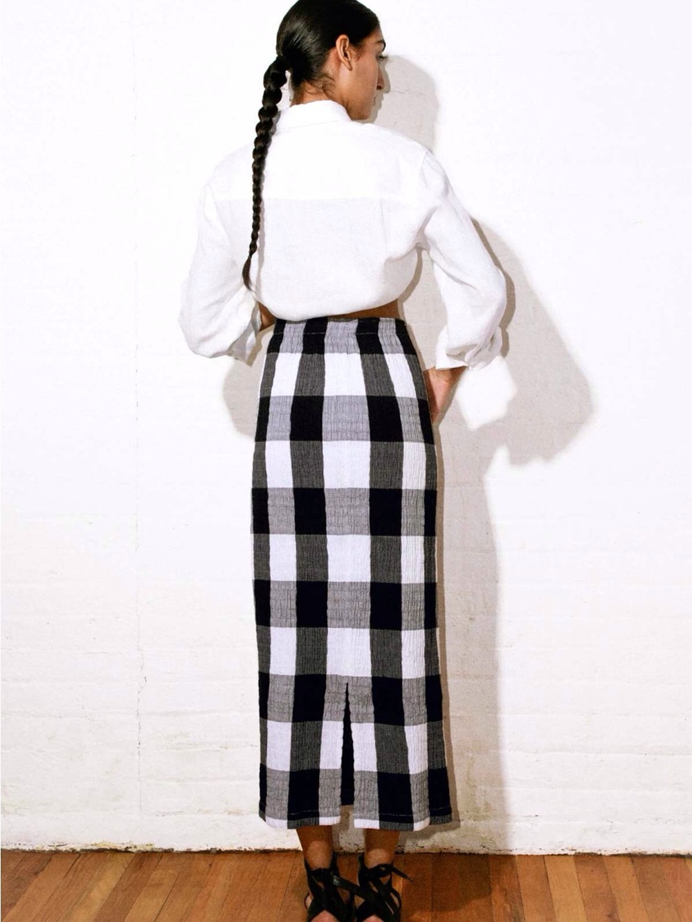 Gingham Mara Hoffman Denise Maxi Skirt SZ M - Picture 3 of 6